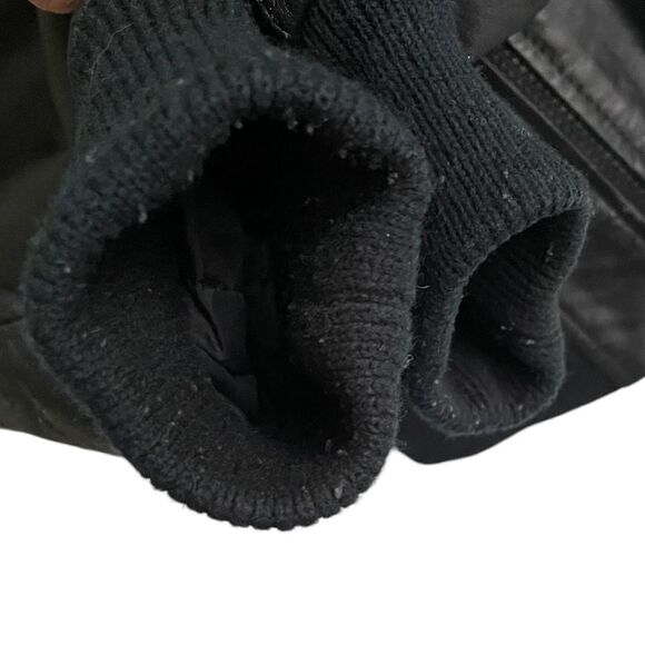 Ada Black Leather Zip Front Long Sleeve Moto Bomber Jacket M - Picture 6 of 9